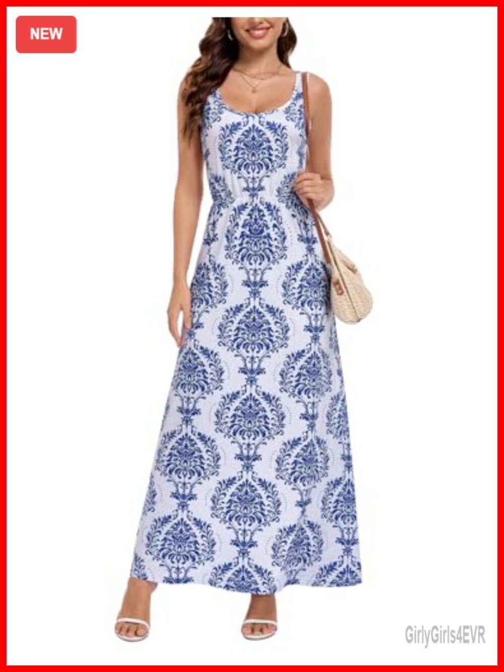 Women's Sleeveless Maxi Dress Empire Waist Scoop Neck Casual Summer